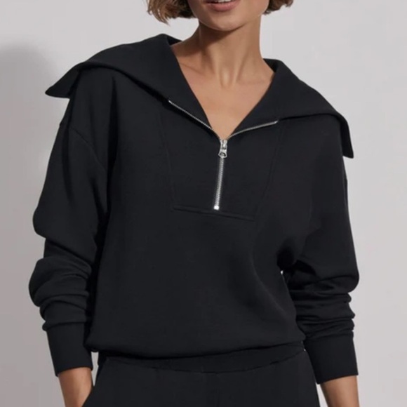 Varley Black Doublesoft Yates Half Zip Sweat Pullover Large - Picture 1 of 7